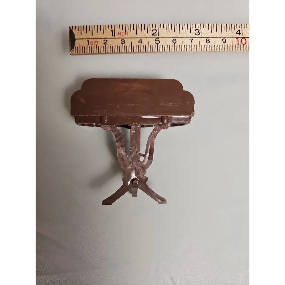 Vintage Plasco Dollhouse Wall Table Brown Miniature Plastic Mid Century